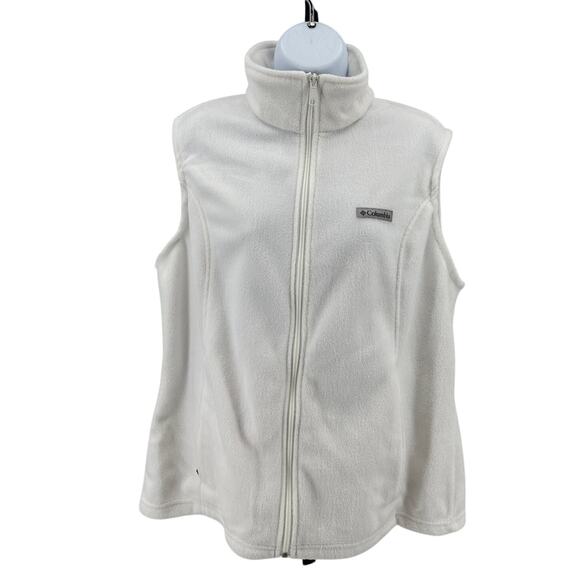 Columbia White Fleece Benton Springs Vest Jacket WMNS XL  Full Zip Mock Neck - Picture 1 of 12